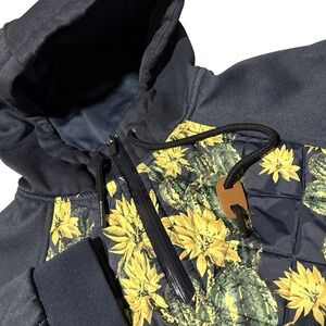 Saga‎ Outerwear Hoodie Women Size M Black Cactus Sunflower Quilted Quarter Zip